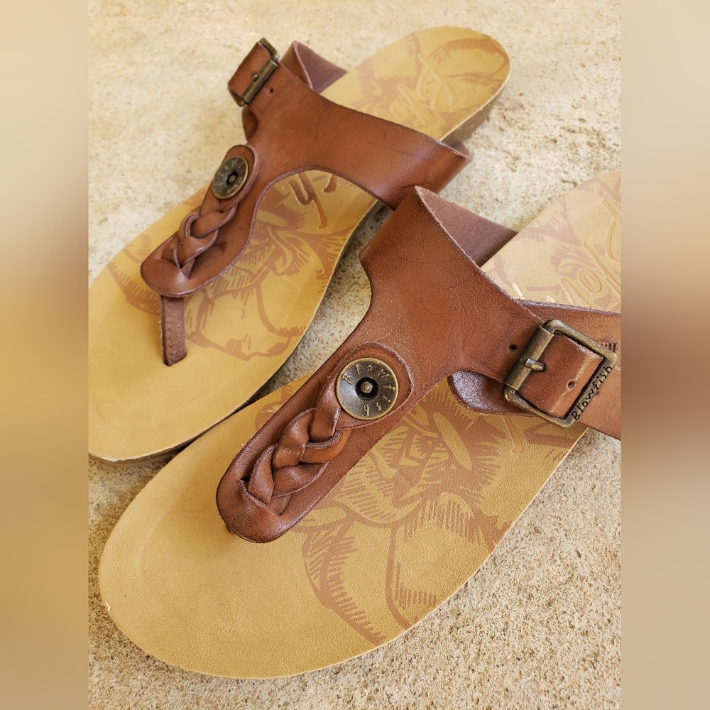 Women's Brown Braided Sandals with Adjustable Buckle